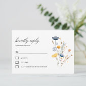 sierlijke wilde bloemen rustieke boho bruiloft RSVP kaartje (Staand voorkant)
