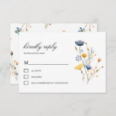 sierlijke wilde bloemen rustieke boho bruiloft RSVP kaartje (Voorkant / Achterkant)