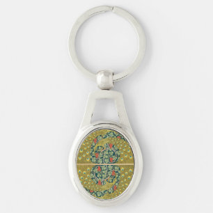 Sierlijke William Morris stijl Pauw Druivenrank Ku Sleutelhanger