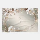 Sierlijke Witte Bloem Keukenhanddoek (Horizontaal)