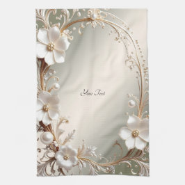 Sierlijke Witte Bloem Keukenhanddoek