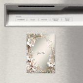 Sierlijke witte bloemenframe magneet (Insitu (Vaatwasser))