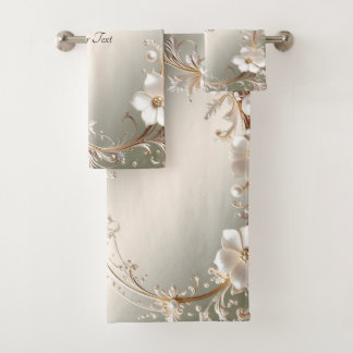 Sierlijke witte bloemenset handdoeken