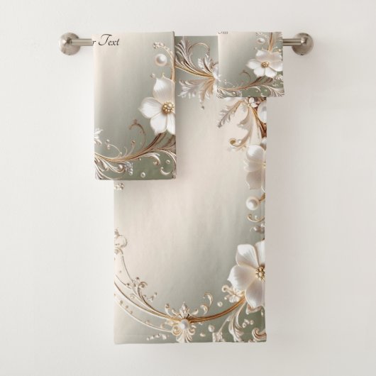 Sierlijke witte bloemenset handdoeken (Insitu)