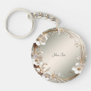 Sierlijke witte bloemensleutelhanger sleutelhanger