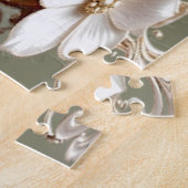 Sierlijke witte bloemige legpuzzel (Zijkant)