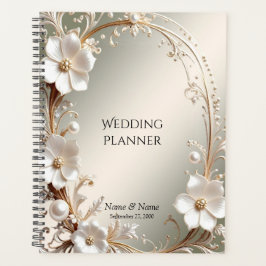 Sierlijke witte bloemrijke frame planner