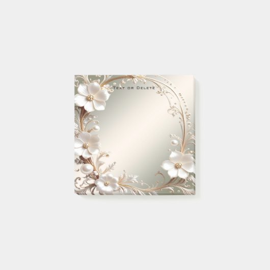 Sierlijke witte bloemrijke frame post-it notities post-it® notes (Voorkant)