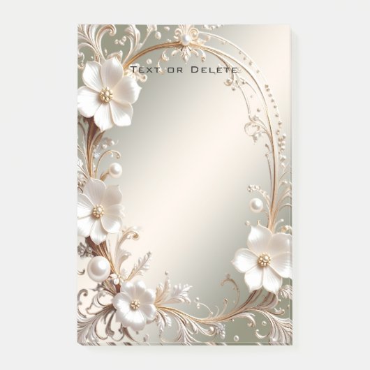 Sierlijke witte bloemrijke frame post-it notities post-it® notes (Voorkant)