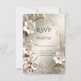 Sierlijke witte bloemrijke lijst RSVP-kaart RSVP Kaartje