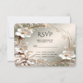 Sierlijke witte bloemrijke lijst RSVP-kaart RSVP Kaartje