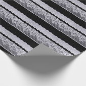 Sierlijke witte kant, geïsoleerde zwarte achtergro cadeaupapier (Hoek)