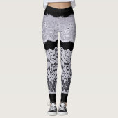 Sierlijke witte kant, geïsoleerde zwarte achtergro leggings (Voorkant)
