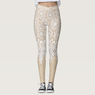 Sierlijke witte kant, stoffenontwerp. leggings
