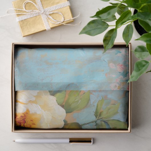 Sierlijke witte kip gele bloemen ontkoppeling tissuepapier (Geschenk)