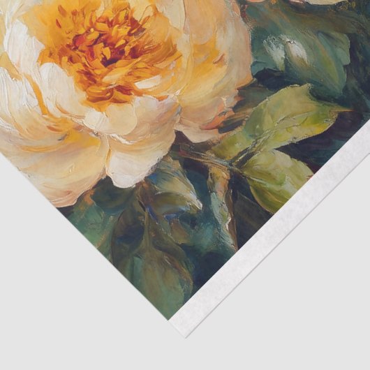 Sierlijke witte kip gele bloemen ontkoppeling tissuepapier (Detail)