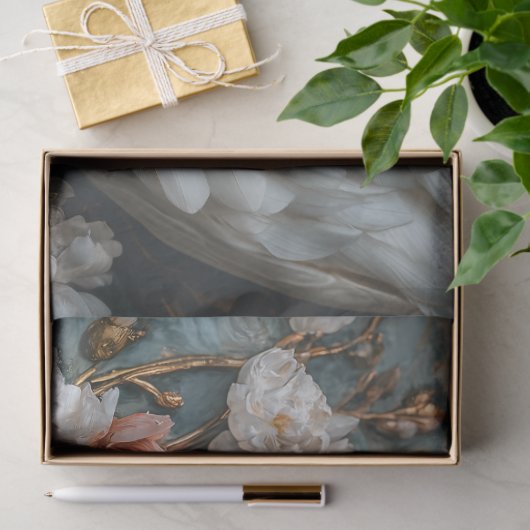 Sierlijke Witte Zwaan Bloemen Decoupage Tissuepapier (Geschenk)