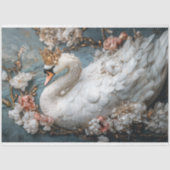 Sierlijke Witte Zwaan Bloemen Decoupage Tissuepapier (Voorkant)