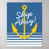 Sierlijke zee poster decoratie | Gele bootanker (Voorkant)