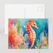 Sierlijke zeepaardje in levendige Waterverf lagen Briefkaart (Voorkant / Achterkant)