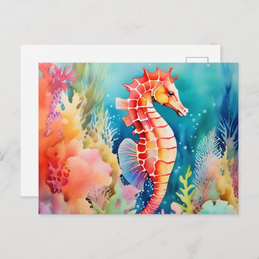 Sierlijke zeepaardje in levendige Waterverf lagen Briefkaart (Voorkant / Achterkant)