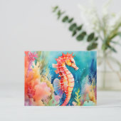 Sierlijke zeepaardje in levendige Waterverf lagen Briefkaart (Staand voorkant)