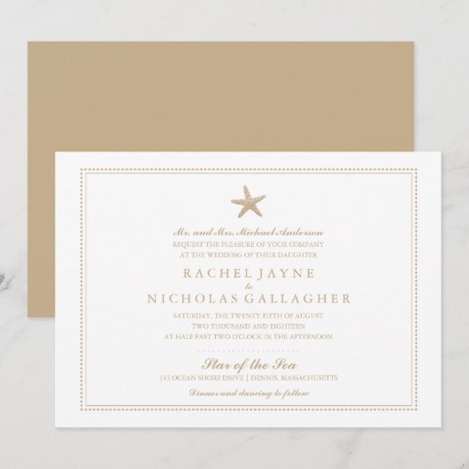 sierlijke zeester | Bruiloft Kaart (Voorkant / Achterkant)