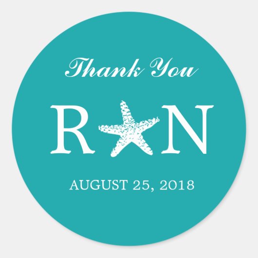 sierlijke zeester | Bruiloft Ronde Sticker (Voorkant)