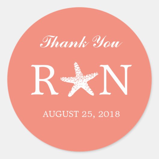 sierlijke zeester | Bruiloft Ronde Sticker (Voorkant)