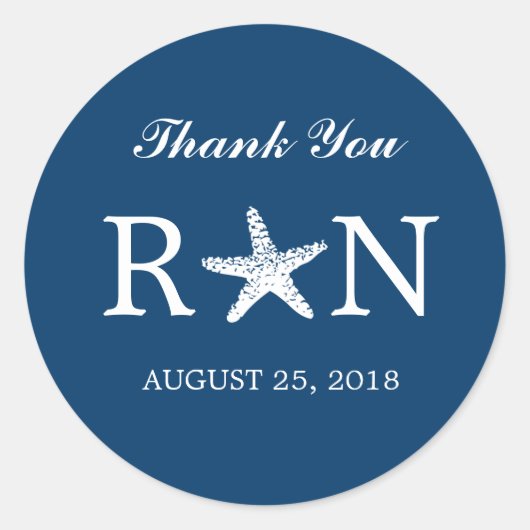 sierlijke zeester | Bruiloft Ronde Sticker (Voorkant)