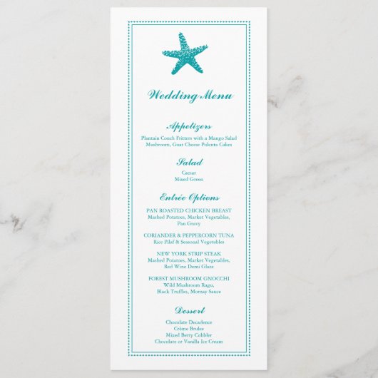 sierlijke zeester | Huwelijksmenu Menu (Voorkant)