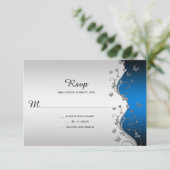 Sierlijke Zilveren Vlinders op Blauwe Gradiënt RSV RSVP Kaartje (Staand voorkant)