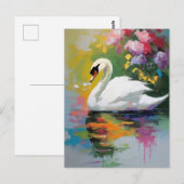Sierlijke zwaan te midden van levendige bloesems briefkaart (Voorkant / Achterkant)