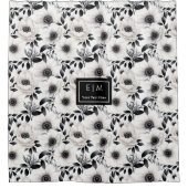 Sierlijke zwart-wit bloemige badkamerdecoratie douchegordijn (Voorkant)