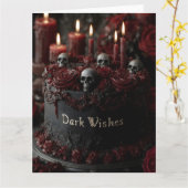 Sierlijke Zwarte Gotische Feestcake Kaart (Gele Bloem)