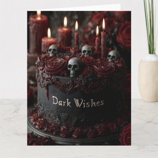 Sierlijke Zwarte Gotische Feestcake Kaart (Voorkant)