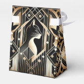 Sierlijke Zwarte Kat Abstract Geschenkdoosje Bedankdoosjes (Achterkant)