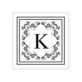 Sierlijst Rond Een Aangepaste Monogramletter Rubberstempel (Afrduk)