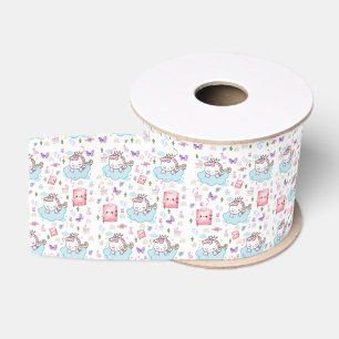 Sierlint Blauw Roze Eenhoorn Regenboog Kat  Grosgrain Lint