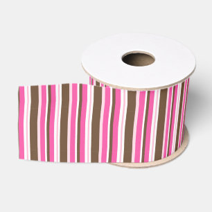 Sierlint Bruin & Roze Streep Grosgrain Lint