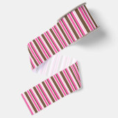 Sierlint Bruin & Roze Streep Grosgrain Lint (Achterkant)