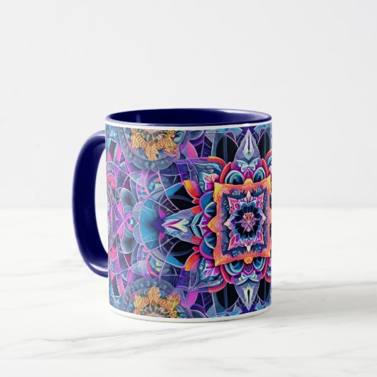 Siermandala blauw mok (Voorkant links)