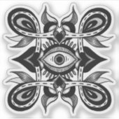 Sieroog - Weirdcore Botanische Tattoo Stijl Sticker (Voorkant)