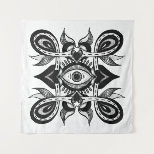 Sieroog - Weirdcore Botanische Tattoo Stijl Wandkleed