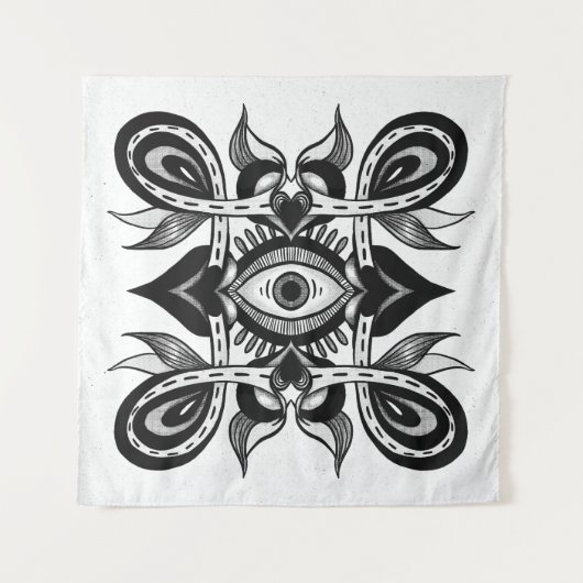 Sieroog - Weirdcore Botanische Tattoo Stijl Wandkleed (Voorkant)