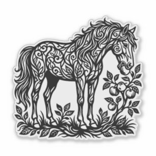 Sierpaard dat appels eet Bloemensilhouet Sticker