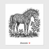 Sierpaard dat appels eet Bloemensilhouet Sticker (Vel)