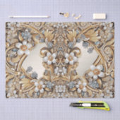 Sierpapier Goud Wit Bloemmotief Tissuepapier (Craft)