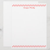 Sierpapier met kleine rode hartjes briefpapier (Voorkant / Achterkant)