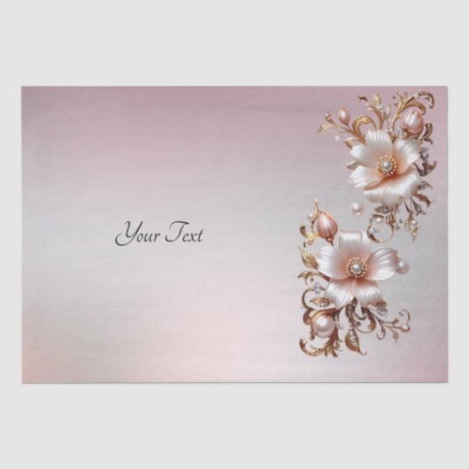 Sierpapier Roze Bloemen Tissue Paper Tissuepapier (Voorkant)